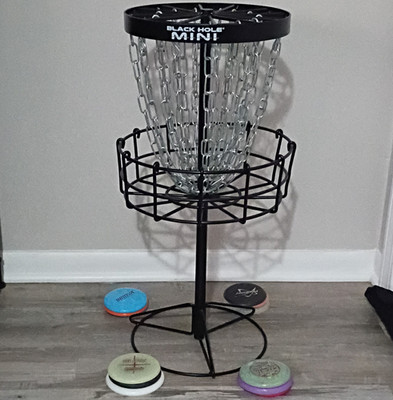 MVP Disc Sports Black Hole Mini Miniature Disc Golf Basket + 12 Mini Discs