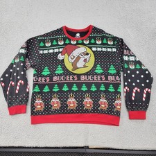 Buc-ee's Christmas Sweatshirt Mens XL Black Red Graphic Pullover Tree