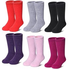 Kids Wool Socks For Toddlers Boys Girls Hiking 4-7 Years Solid Color Girl