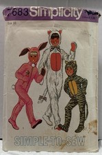 Simplicity 7683 Size 10 Boys And Girls Animal Costumes PREOWNED USED