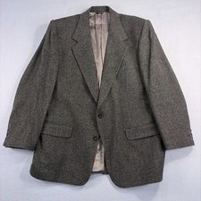 Orvis Men's Blazer Wool Sport Coat Gray Herringbone Made in USA ACTWU 1980s