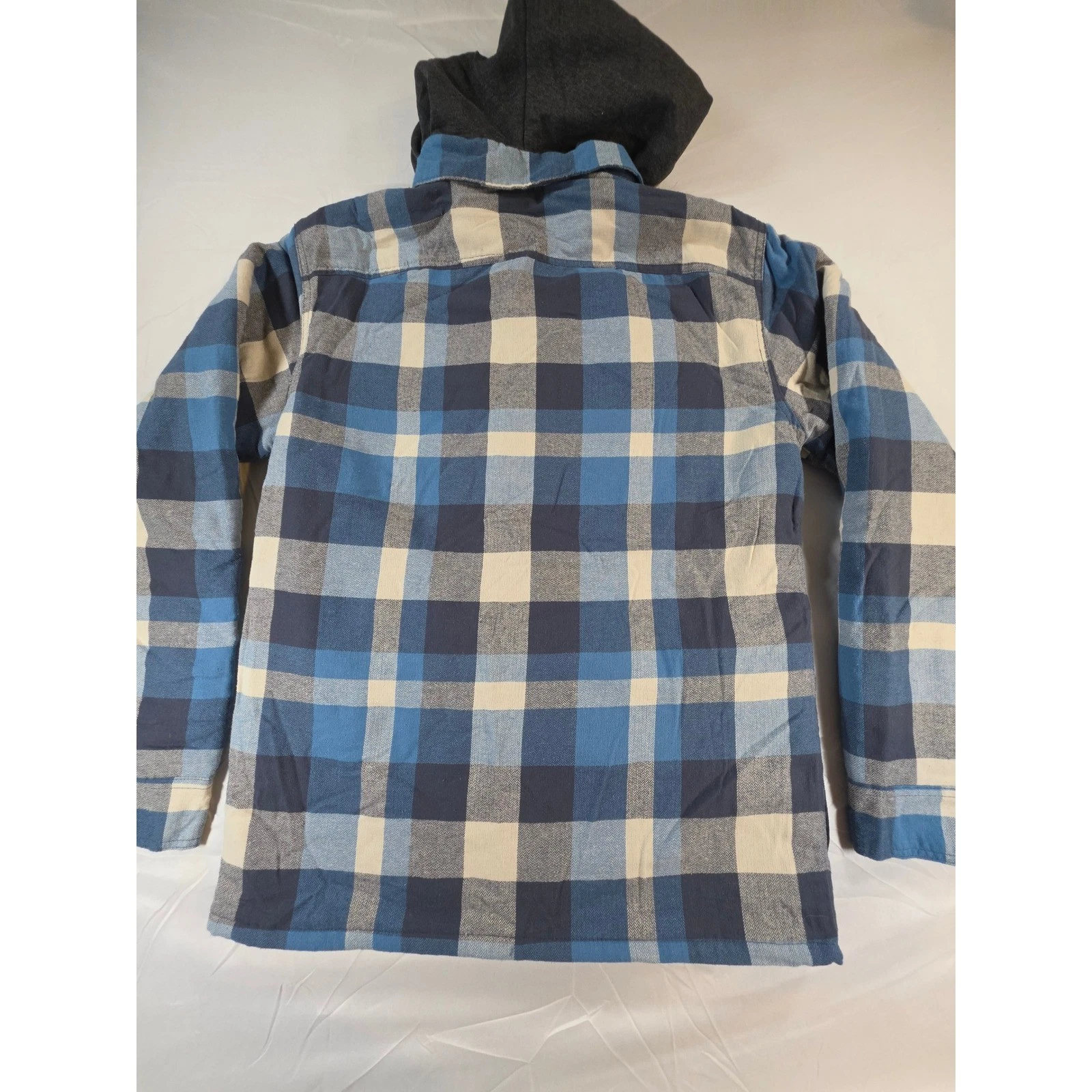Wrangler Men Blue Plaid Hooded Quilted Flannel Shirt Jacket Size Small 112374180 image 8