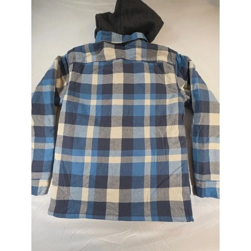 Wrangler Men Blue Plaid Hooded Quilted Flannel Shirt Jacket Size Small 112374180 image 8