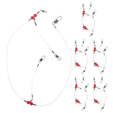  6 Pcs Fishing Wire Leader Nylon Rigs Stainless Hooks Leaders with