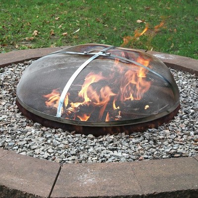 30 in Round Stainless Steel Fire Pit Spark Screen by Sunnydaze