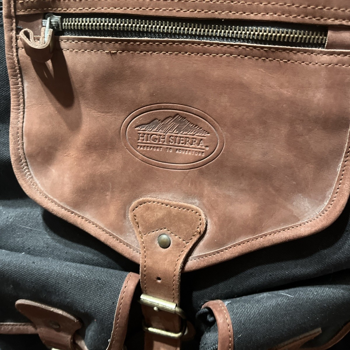 Vintage High Sierra Backpack Canvas & Leather Black And 