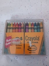 VINTAGE CRAYOLA CRAYONS/BINNEY SMITH NO. 24P IN PLASTIC CASE - 4 RETIRED COLOR