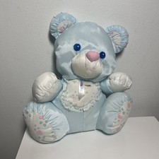 Fisher Price Puffalump Rattle Blue Teddy Bear Baby 9 Inch Vintage 1994