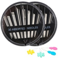 60-Pack Premium Hand Sewing Needles Set, 6 Sizes Embroidery Needles Kit with ...