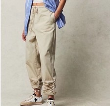 Free People  New Light Parachute Jogger Pants Summer Khaki