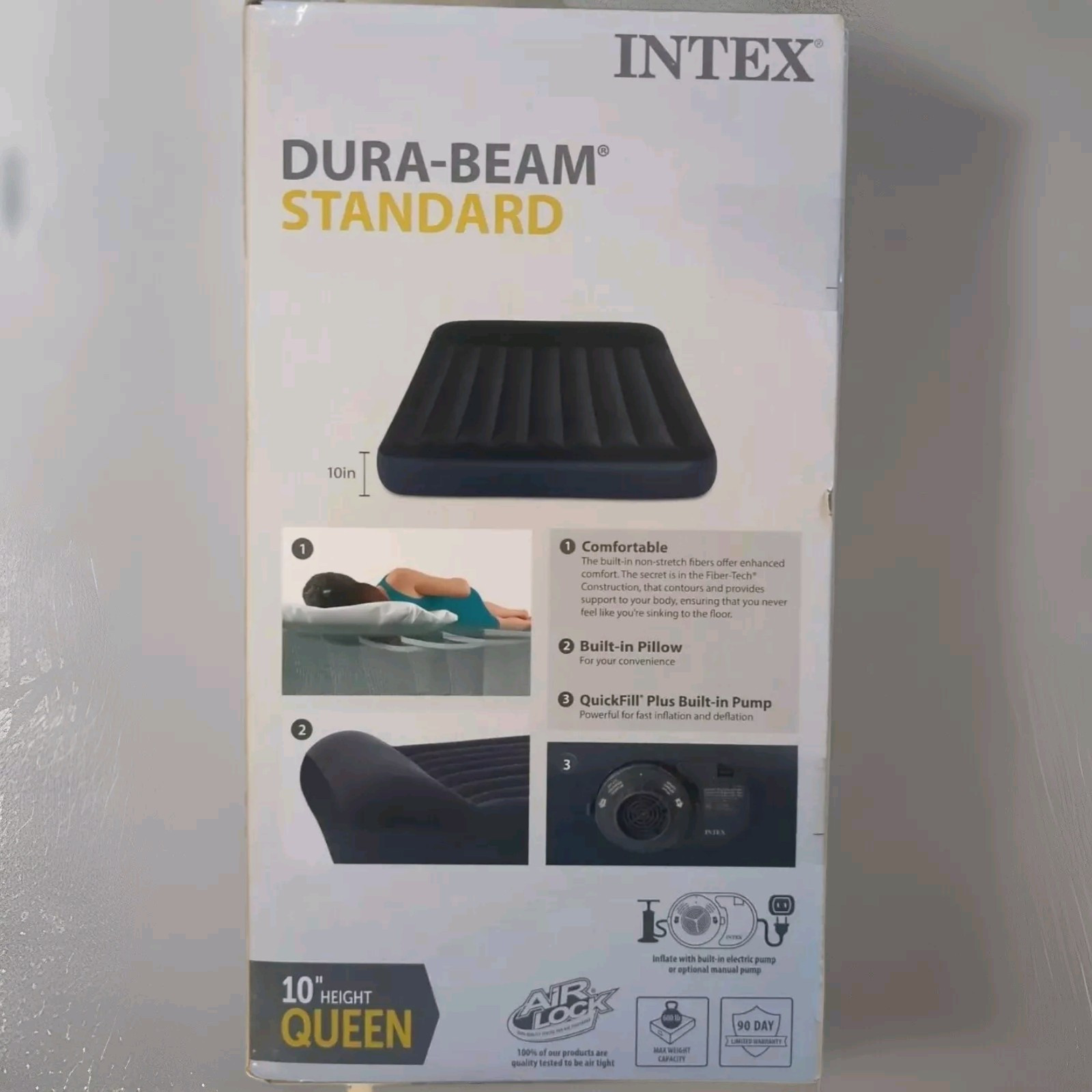 Intex Dura Beam Standard - Pillow Rest Air Mattress with Built-In Pump, Queen