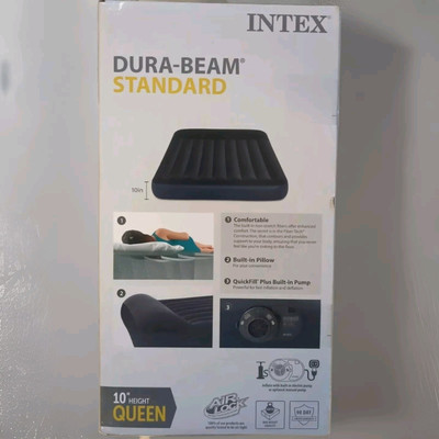 Intex Dura Beam Standard - Pillow Rest Air Mattress with Built-In Pump, Queen