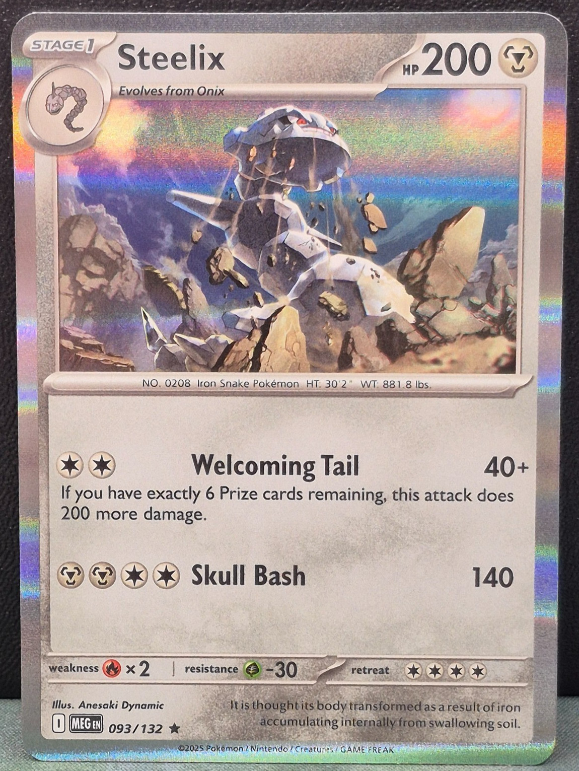 Steelix 093/132 Holo Mega Evolution Pokemon TCG Near Mint Card MEG Foil NM
