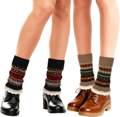 2 Paare Stulpen Damen Winter Beinwärmer, Mädchen Beinstulpen Damen Stricken Häke