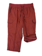 Woman Within 12WP Red Pull On Capri Cargo Pants HIking Outoors Trails Gorpcore