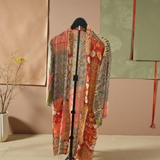 Women s Boho Patchwork Long Poly Kimono XS/S Made In India Free Shipping