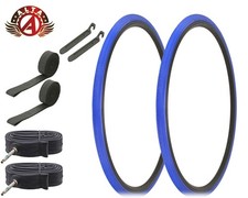 ALTA BICYCLE 700 x 28c LIGHTWEIGHT BLUE TOURING TIRES 60MM PRESTA TUBES (8pc).