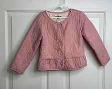 Oshkosh B  Gosh Quilted Jacket Girl 5T Toddler Lightweight Snap Button Pink V-DAY