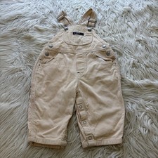 Vintage 90s Baby Gap Beige Corduroy Carpenter Overalls Cotton Size 12-18 Months