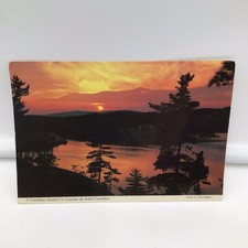Postcard Continental Canadian Sunset Beaver House Trading Powassan Canada