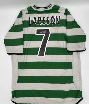 Celtic 2001/2002 Home Larsson #7 Authentic Umbro Jersey XL Men Green White