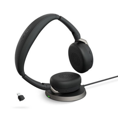 Jabra Evolve2 65 Flex Link 380 USB-C UC Stereo Headset und Wireless Charging