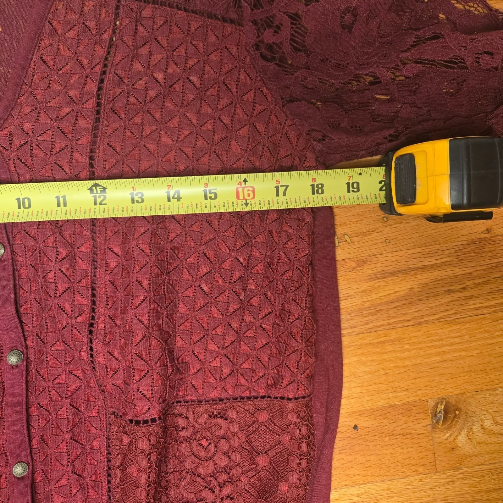 Maroon Patchwork Lace Button Front Top Cottagecor… - image 8