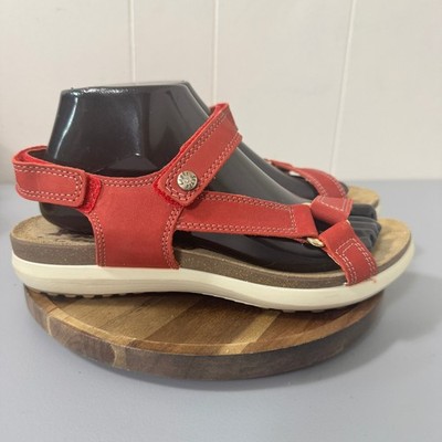 IMAC Made in Italy Red Leather Comfort Sandals Walking Shoes Womens  Size 39