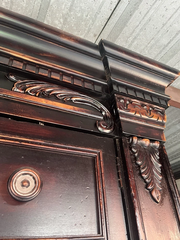 Beautiful Century Distressed Beautiful Black Armoire - Image 4 of 4