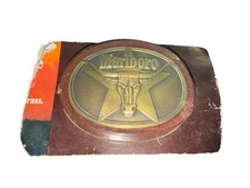 New Brass Marlboro Cattle Bull Longhorn Cigarette Western Cowboy Vtg Belt Buckle