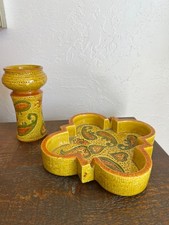 Aldo Londit Bitossi Gold and Orange Quadrafoil Ashtray Large