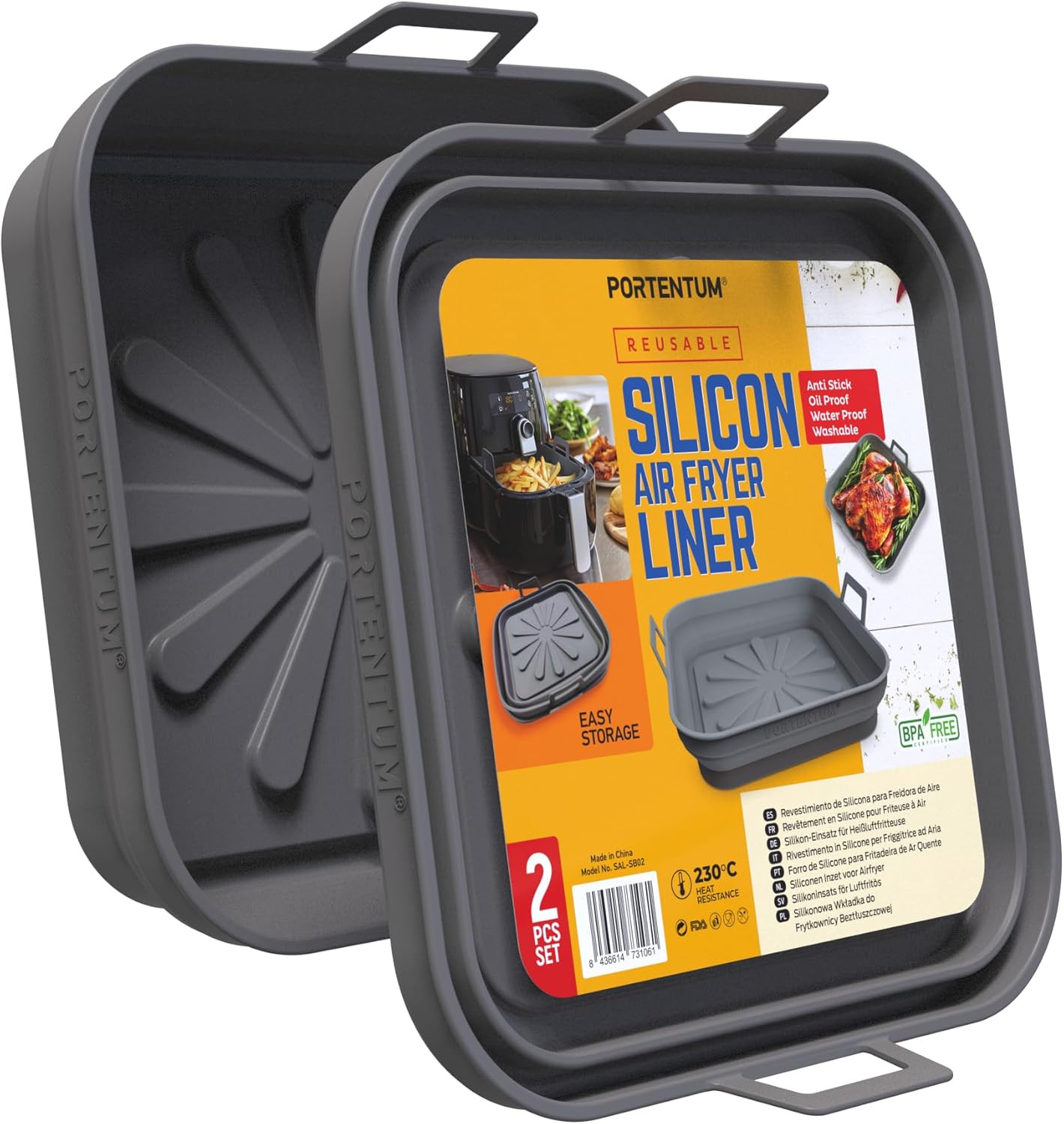 Teglia per Friggitrice Ad Aria 22,5 Cm – Compatibile Da 4,7 a 8 Litri – Set Da 2