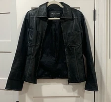 Women's Trina Turk Soft Black Leather Jacket Size P
