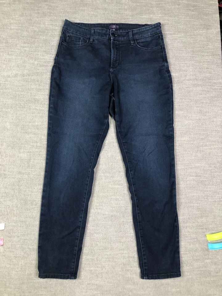 NYDJ 牛仔裤女式 12 蓝色打底裤牛仔提升技术弹力美国制造 — 第 2/4 张图片