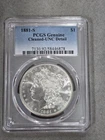 1881-S Morgan Silver Dollar PCGS UNC Details Cleaned US Coin Nice Luster
