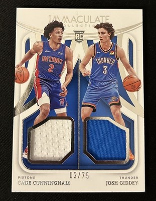 Cade Cunningham Josh Giddey 2021 Panini Immaculate Dual Patch /75 Rookie