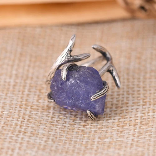 Raw Tanzanite 925 Silver Branch Ring Healing Crystal Jewelry Gift For Her