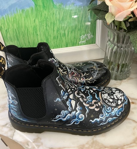 Dr. Martens Chelsea Custom Painted Air Wair Boots Jade Collins JCollarts New 7 - Picture 2 of 8