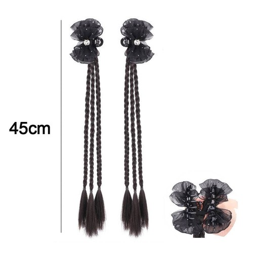 1/2Pcs Twisted Braid Wig Hair Clip Gypsophila Long Pony Tail Hair Accessories - Picture 2 of 18