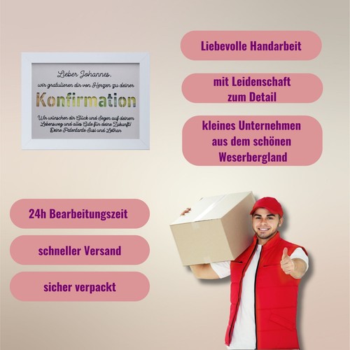 Geldgeschenk Konfirmation Geschenk Bilderahmen Kommunion Jugenwwihe Firmung - Bild 7 von 12