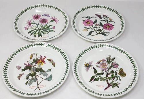 1972 Portmeirion Botanic Garden Dinner Plates Assorted 10-1/2" Set of 4 EXC