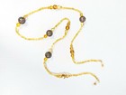 Artisan Made Yellow Brown Glass Bronze Tone Beaded Eyeglass Chain 26 inch