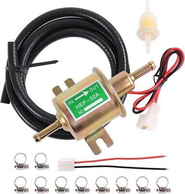 Gasoline Electric Pump 12V Electric 3-6Psi Fuel Pump W/Filter Clamp & Fuel Line