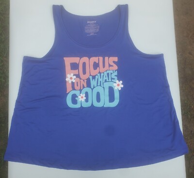 Joyspun Junior's Size M (8-10) Blueberry Blue 'Focus On What's Good' Tank Top