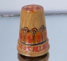 Vintage Israel Wooden Sewing Thimble  Church of All Nations Hand Painted 