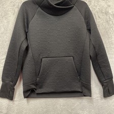 ATHLETA Jacquard Elevation Pullover Quilted Cowl Mock Neck Sweatshirt Black Smal