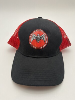 Bacardi Rum Bat Logo Snapback Mesh Trucker Hat - Red/Black Sku 5