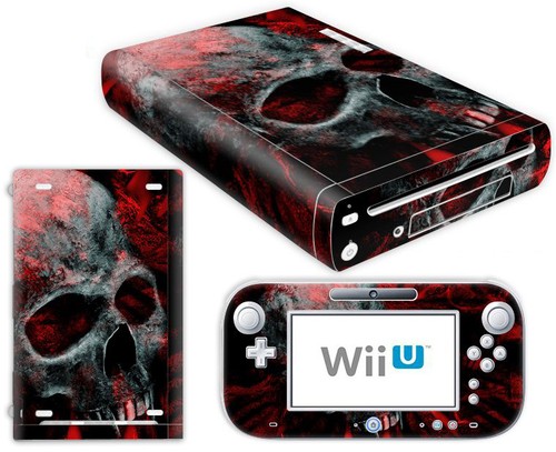 Nintendo Wii U Peau Design Foils Autocollant Film Protecteur Set - Vampire Crâne - Photo 1/1