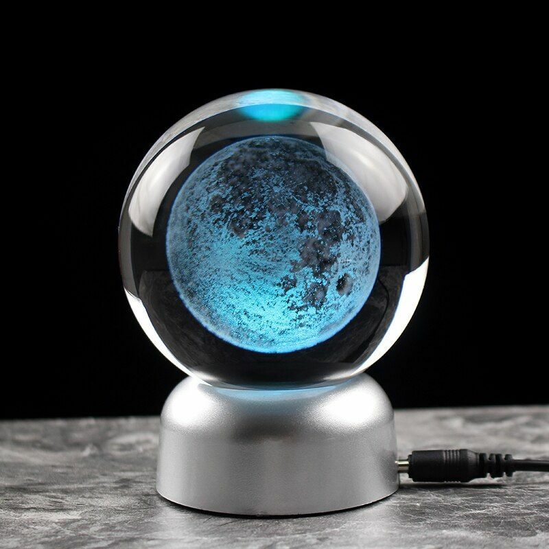 60MM 80MM 3D Crystal Ball Glass Laser Engraved Miniature Sphere