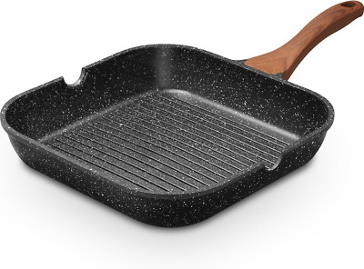 Sarten Antiadherente 9.5'' Para Parrilla Interior, Induccion, Grande Para Bistec
